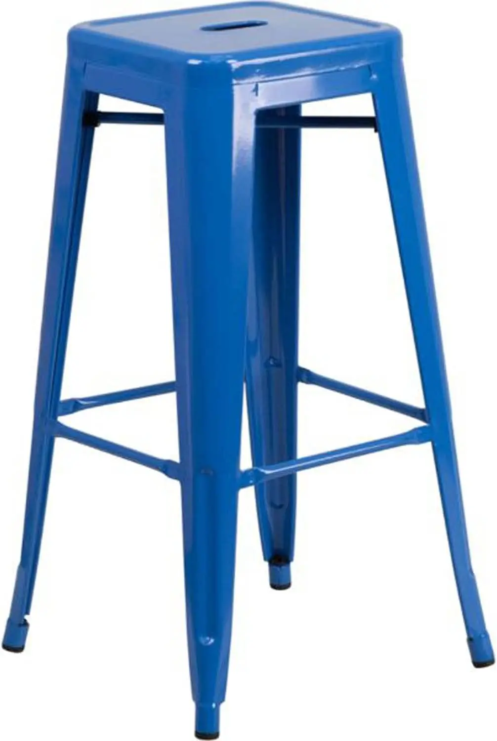 

4 Pack Commercial Grade 30" High Backless Blue Metal Indoor-Outdoor Barstool with Square Seat