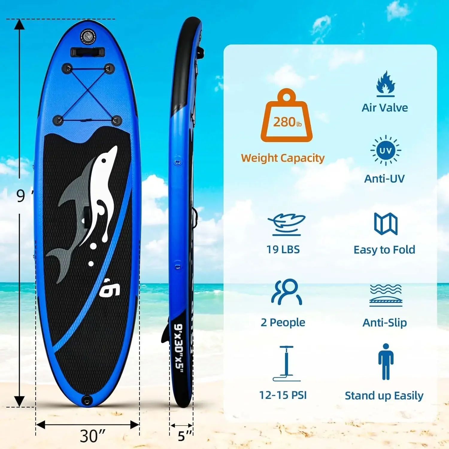 Stand Up Paddle Board for Kids, Ultra Light Inflatable Paddle Board with Paddle Board Accessories, 9ft x 30in x 5in