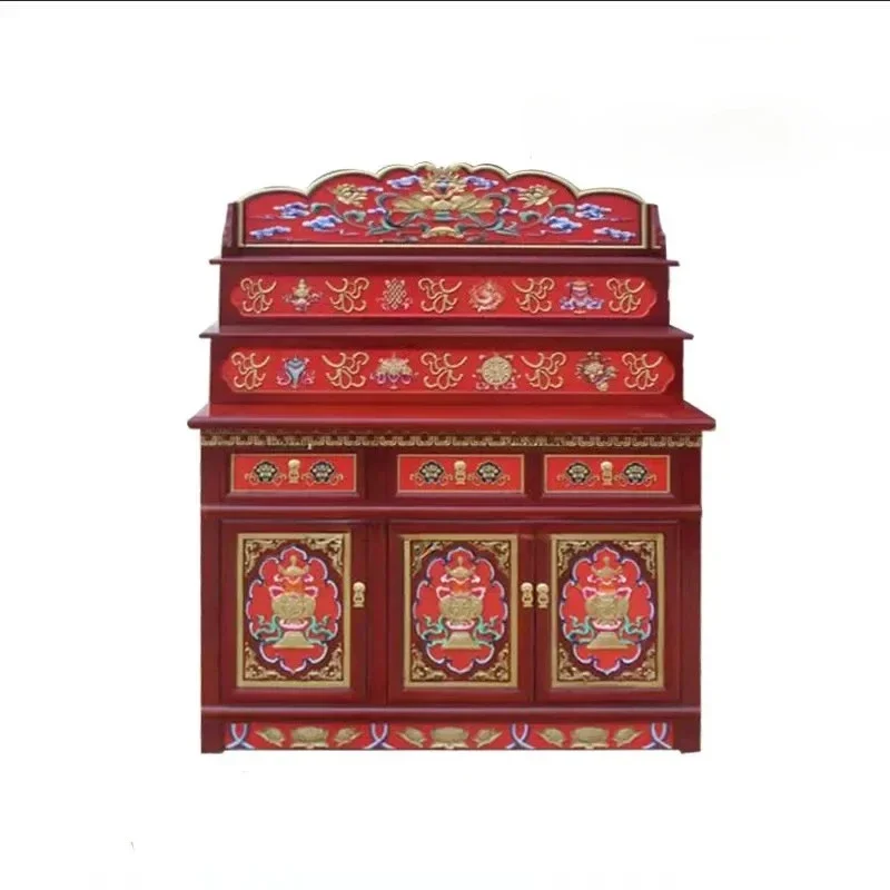

Chinese Ladder Clothes Closet God of Wealth Altar Incense Desk Buddha Shrine Household Altar Cabinet