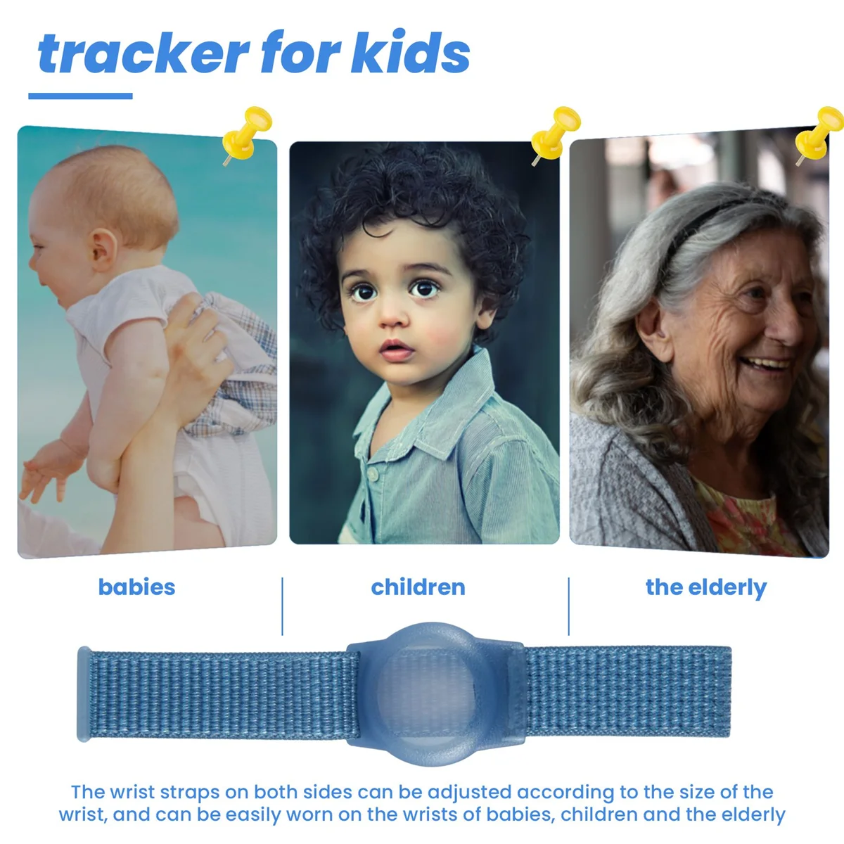 Kid Pulseira Compatível com Air Tag GPS Tracker, Pulseira de Nylon, Estojo protetor, Suporte, F