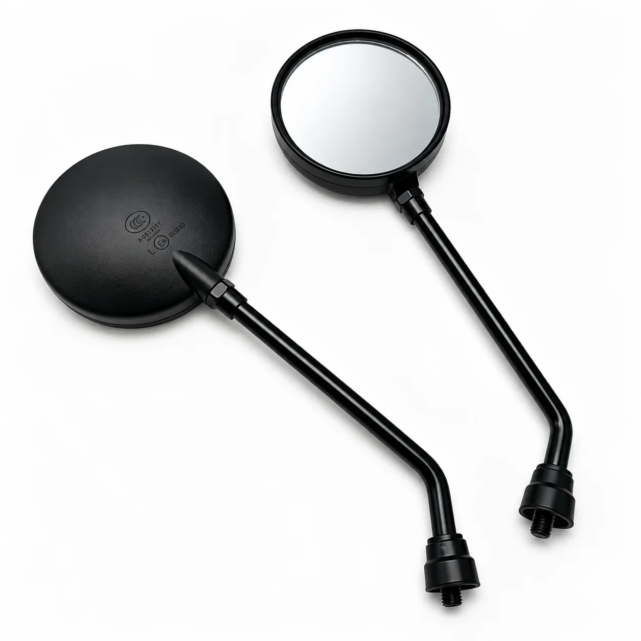 Universal Round Convex Motorcycle Side Mirror Iron Stem ABS with Full Adapter Screws for E‑Bike ATV