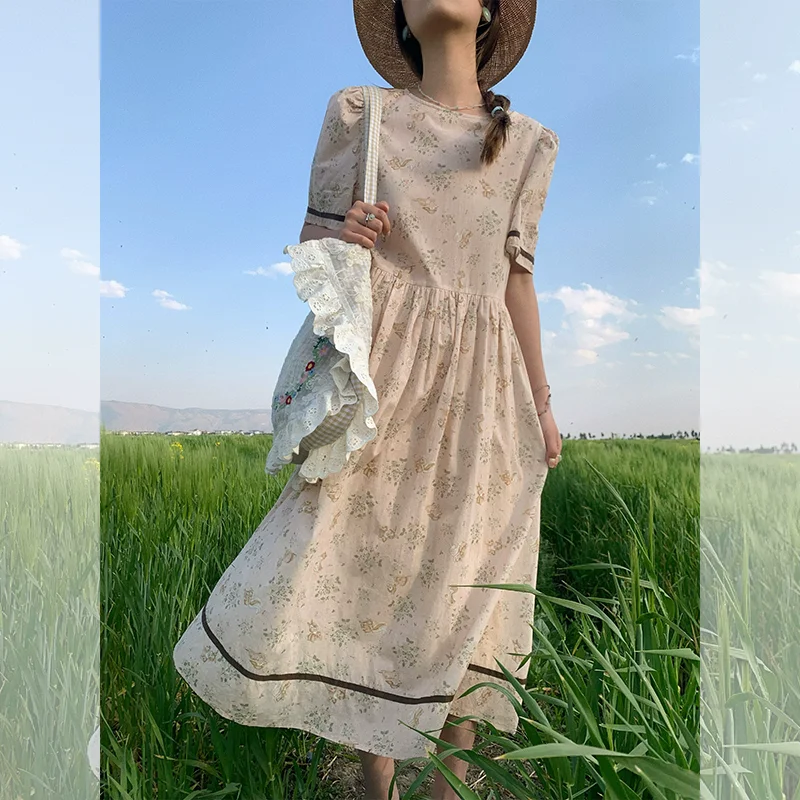 

Spring Summer Women Sequines Print Cotton Dresses