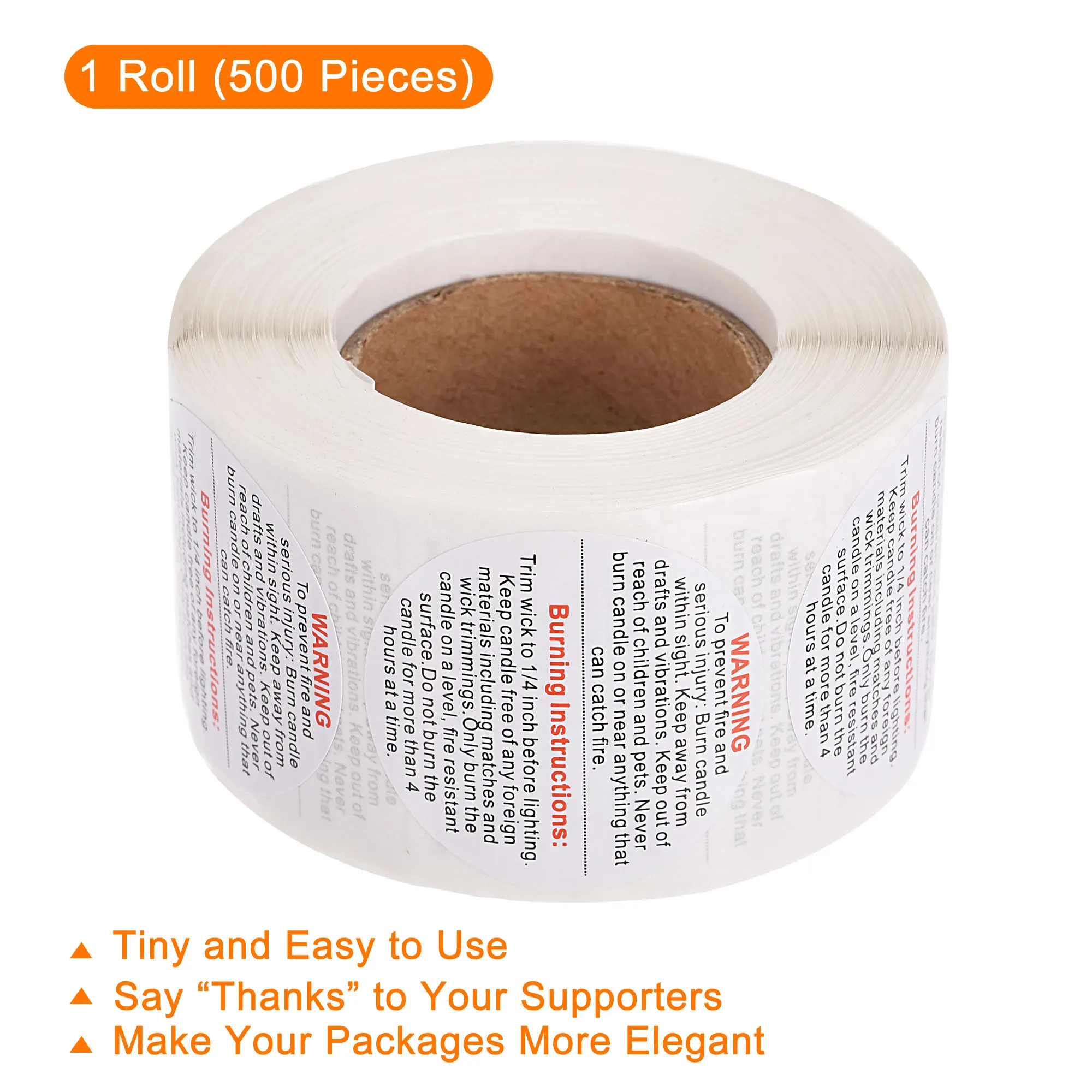 500 Stuks/Rol Kaars Pot Container Labels Wax Smelten Veiligheidsstickers Sticker Sticker Voor Kaars Maken Diy 1.5 Inch Waarschuwing Label Sticker