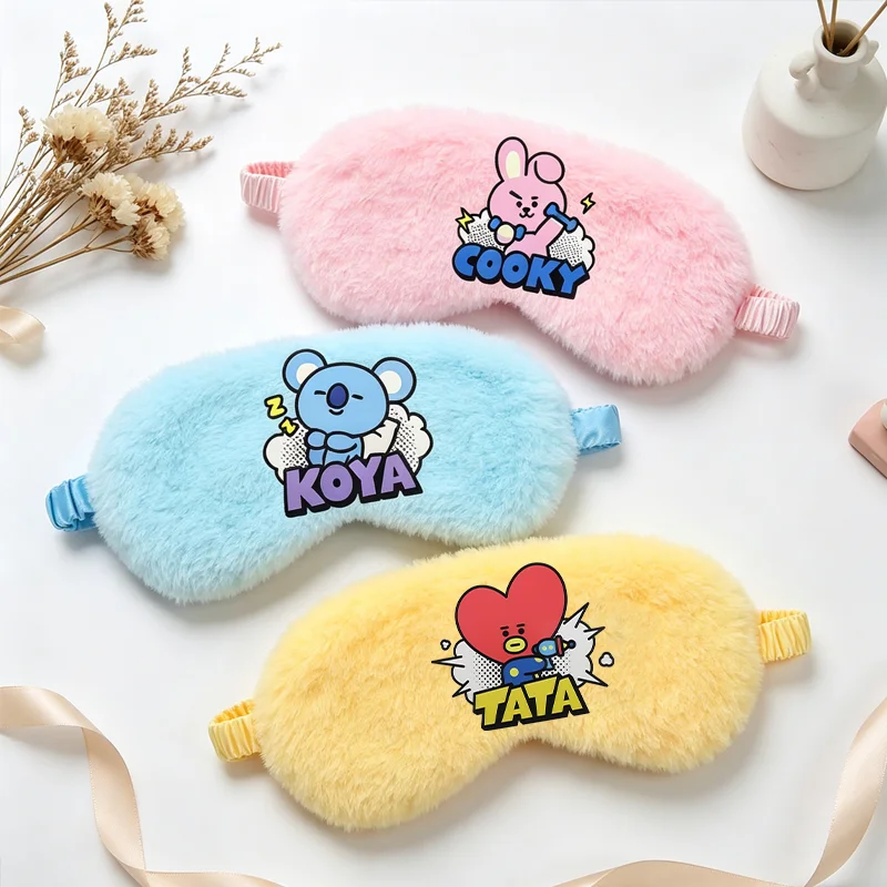 Antifaz BT21 Blindfold COOKY TATA RJ con Estampado de Dibujos Animados, Antifaz para Viajes, Hogar, Ojos, Suave, Relajante, Casual, a la Moda, Regalo de Cumpleaños