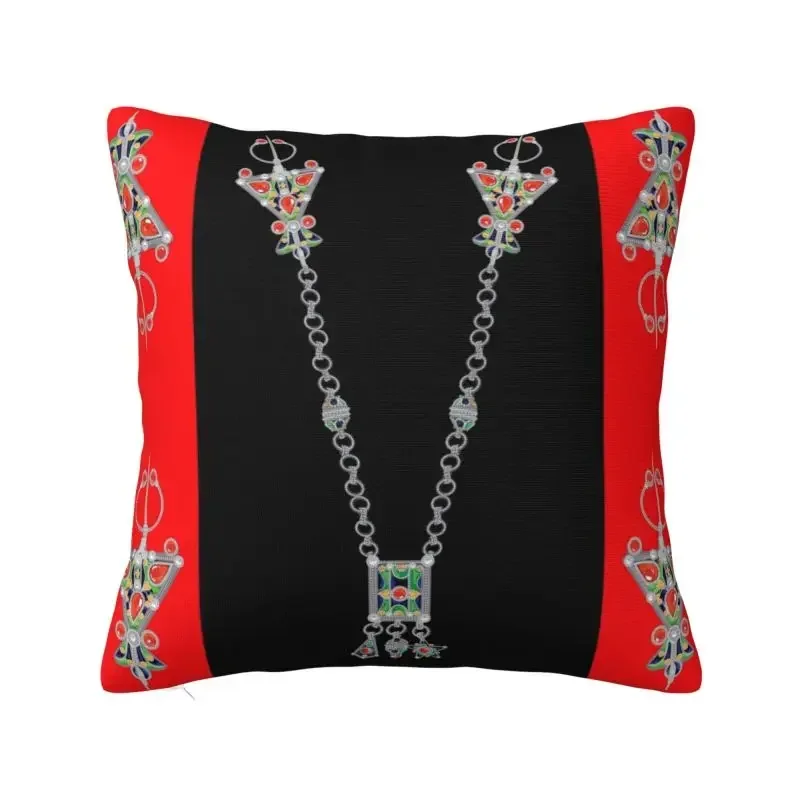 Kabyle Jewelry Cushion Cover 40x40cm Home Decorative 3D Printing Amazigh Carpet Berber Throw Pillow for Car Double Side