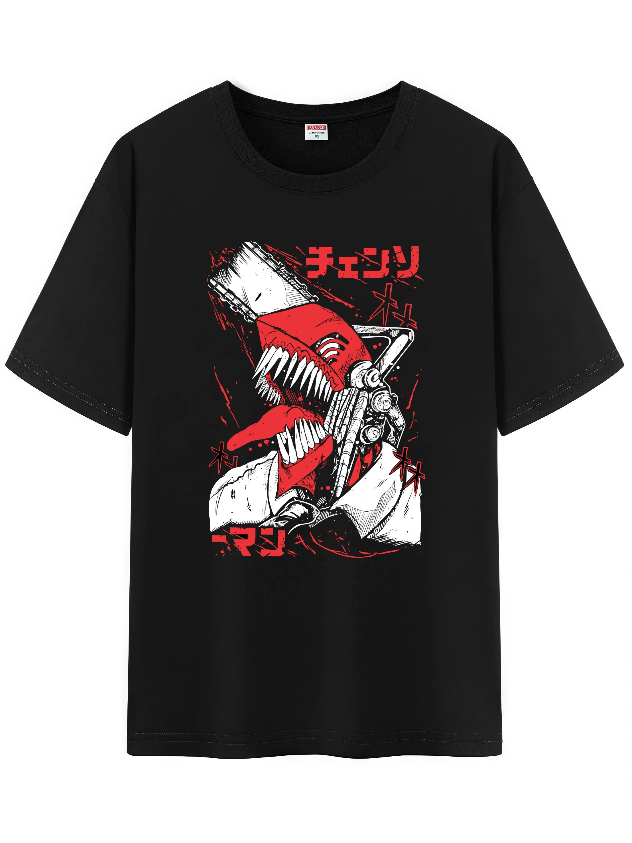 

Unisex Anime Character Pattern Cotton T-Shirt,Chainsaw Man Character Impression Short Sleeve Tee Shirt