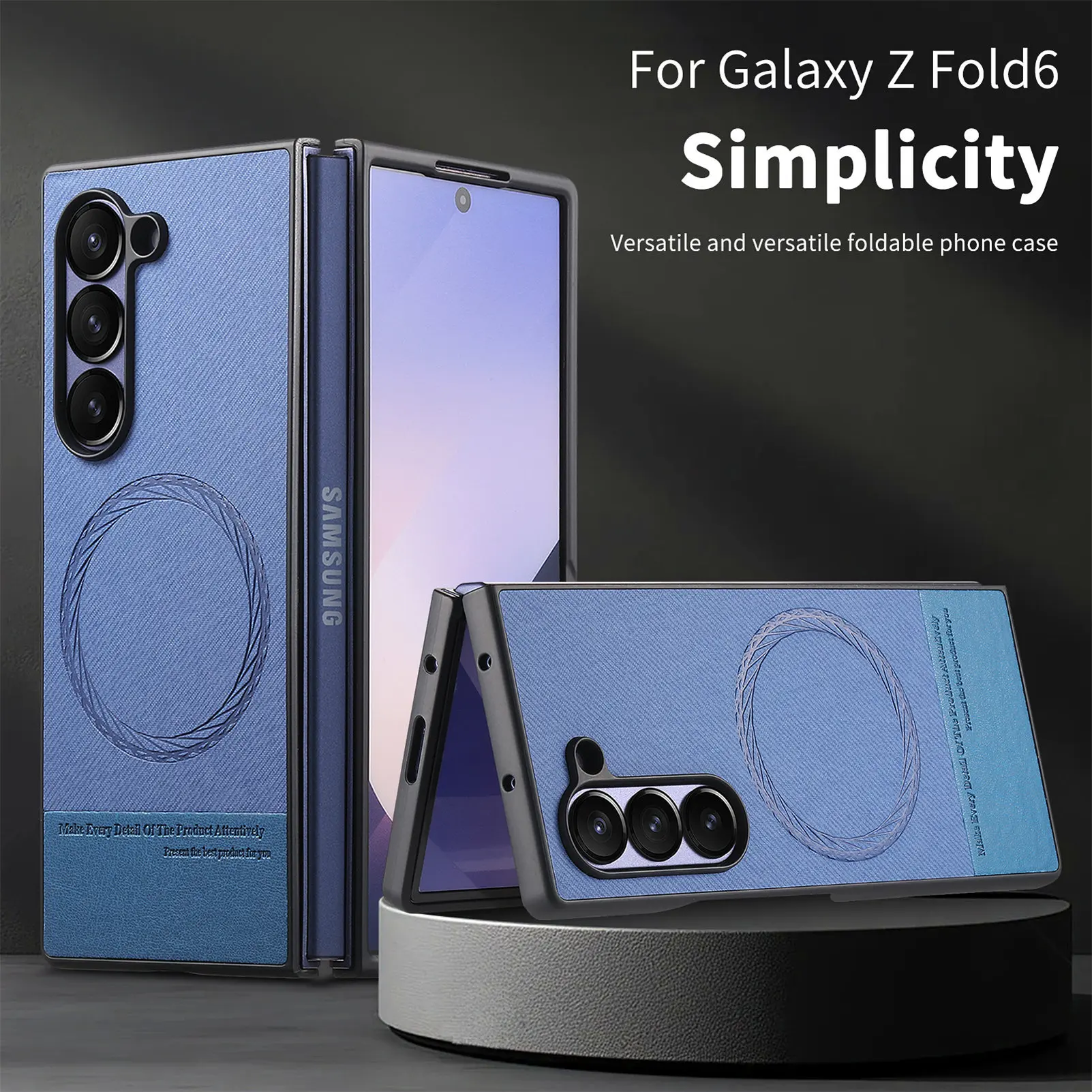 

PU Leahter Phone Case for Samsung Galaxy Z Fold 7 6 5 4 3 Fold5 Fold6 Magnetic Shockproof Supports Wireless Charging Cover XL001