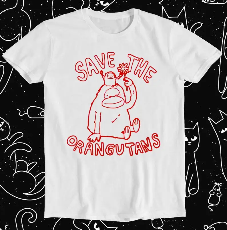 

Save The Orangutan Homage Monkey Jungle Retro Funny Art Drawing Gamer Anime Cult Meme Music Movie Cool Top Gift Tee T Shirt 1165