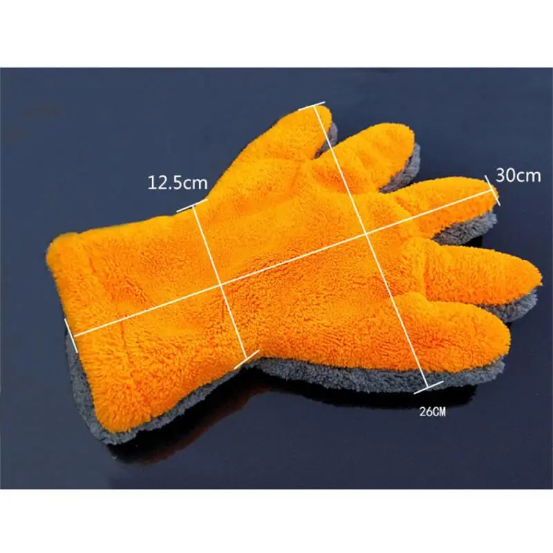 Double-Sided Coral Fleece Five-Finger Car Wash Gloves Instrumentation Drying Plush Thick Towel Polishing Wash Towels Accessories