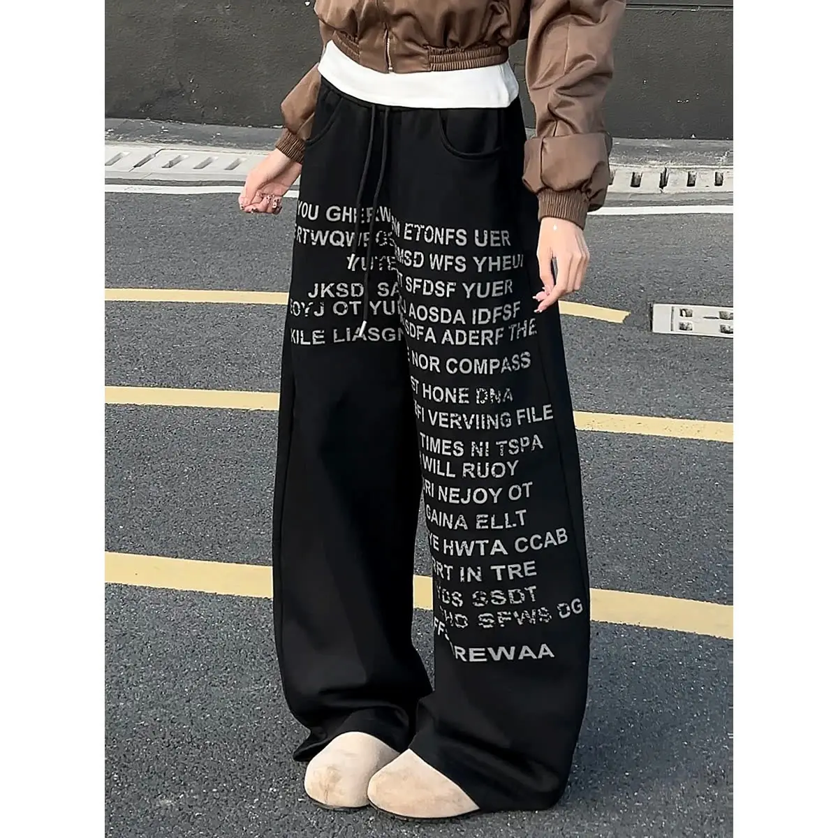 

Свободные прямые брюки для джаза, хип-хопа, уличных танцев и спорта, унисекс, повседневные широкие брюки в американском стиле из полиэфирного волокна