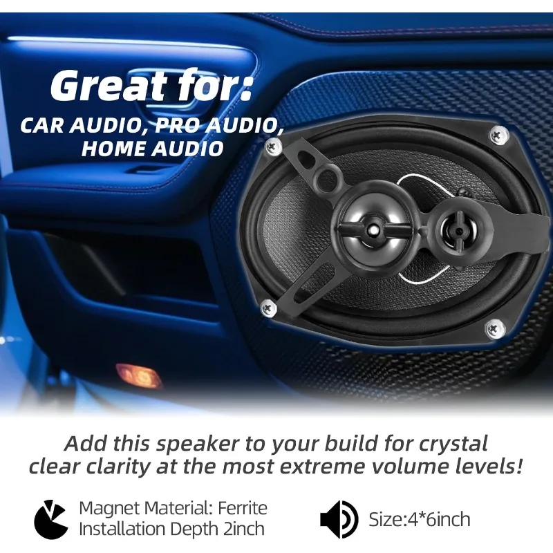 

2 Pcs 6*9 Inch Car Coaxial Speaker Full Frequency High Fidelity Audio 300W Peak Power 4 Ohms Expansive Stereo Sound Coverage