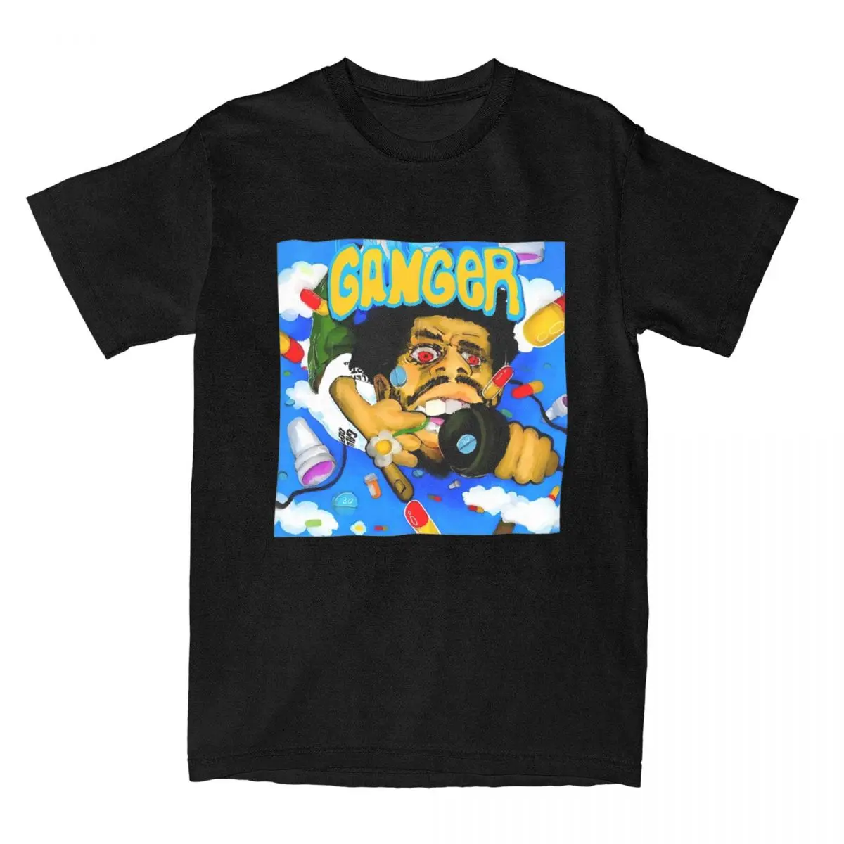

Men Women Veeze Rapper Ganger Cartoon Shirt Accessories Vintage Cotton T Shirts Tee Clothes Gift