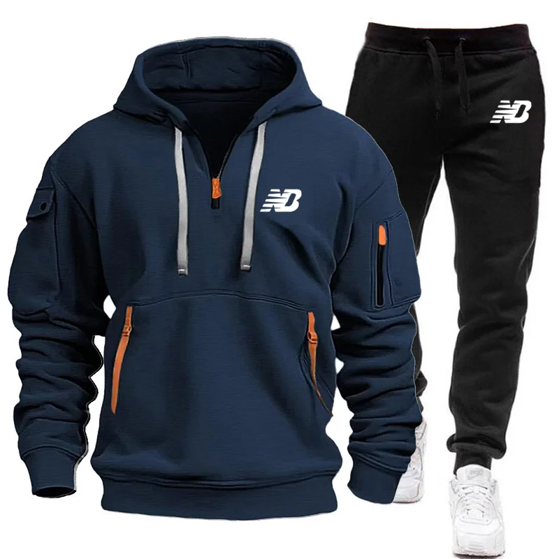 2024 Men Tracksuit Hoodie Set, Men\'s Brand Sweater, Warm Sportswear, Sports Iuxury, High quality Print, Autumn/Winter, 2 pieces