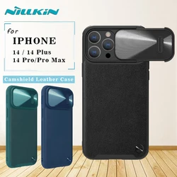 For iPhone 13 14 Plus Pro Max Case Nillkin Camshield Leather S Case Lens camera Protector Back Cover For iPhone 14 plus pro max