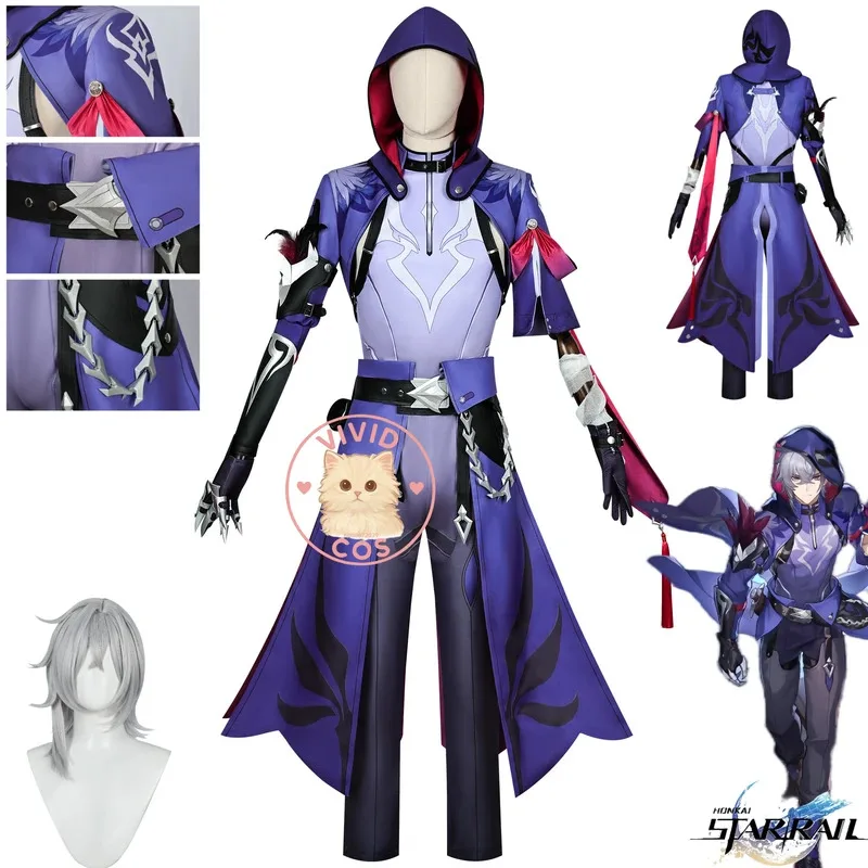 

Костюм для косплея Honkai Star Rail Moze, высококачественный наряд для ролевых игр, фиолетовая одежда в стиле аниме, комплект париков A;2,C'4,H.