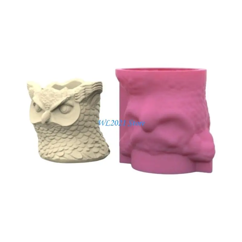 

G5GC Silicone Flower Pots Mold Flower Vase Molds Owl Silicone Texture for Succulent Planter and Resin Casting Craft