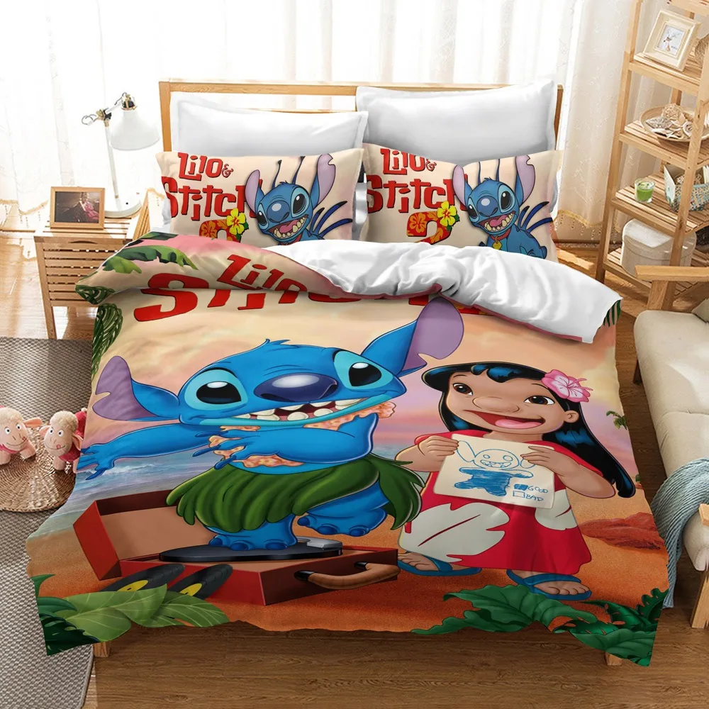 Lilo and Stitch Duvet Cover Set Single Double Queen Size 2 or 3 Pieces Bedding Set for Boy Girl Gift