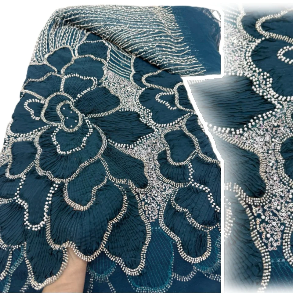 

Рождественский сезон, африканская кружевная ткань с вышивкой бисером 202, высококачественная французская кружевная ткань с вышивкой для свадьбы и вечеринки 1695