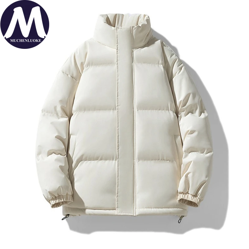 

Зимняя куртка для женщин, новинка 2023 года, элегантное теплое пальто с длинным рукавом и воротником-стойкой, корейская мода, повседневные свободные утепленные парки