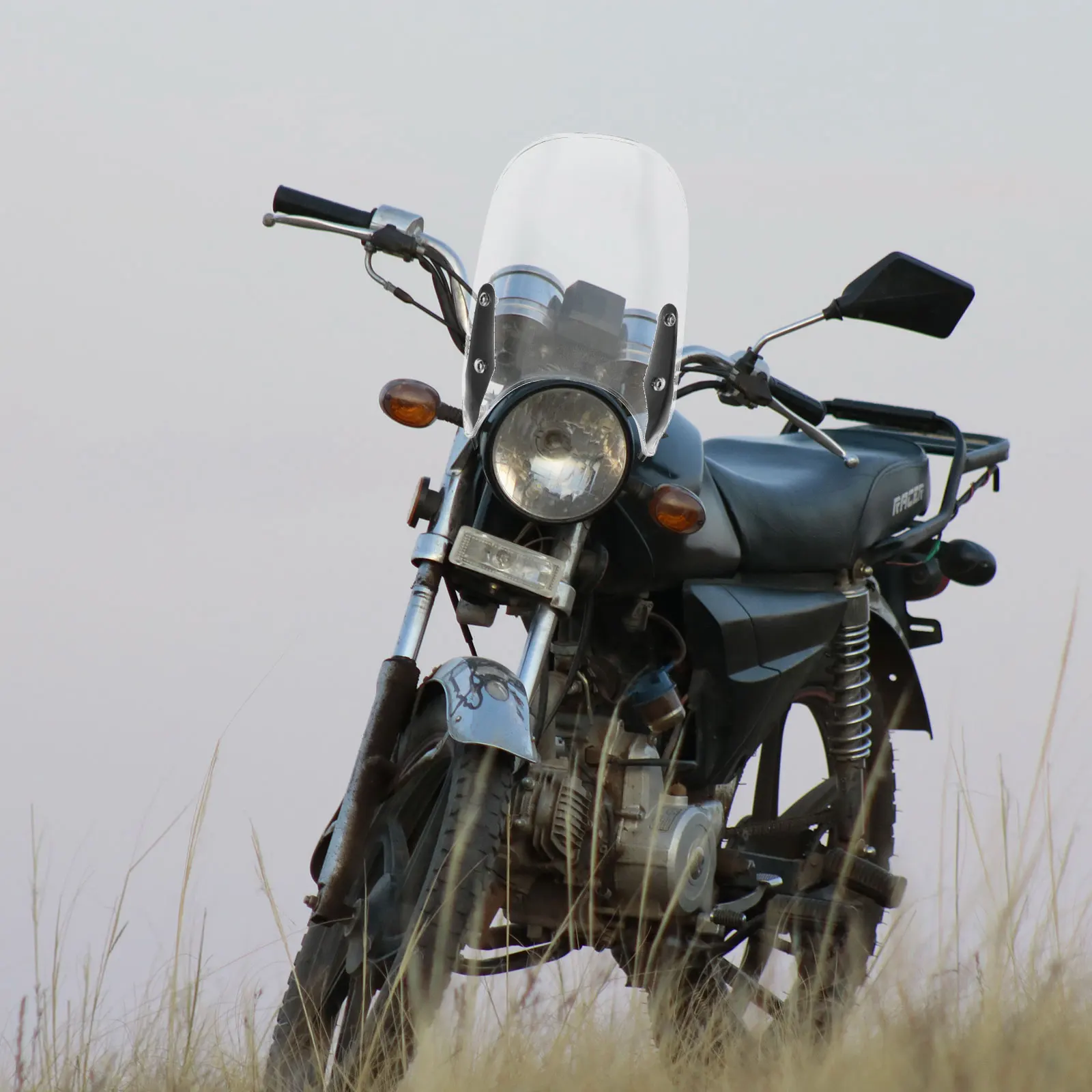 

Motorcycle Windshield Universal Retro Electric Scooter Snowmobile Compatible Durable Metal PC Materials Reduces Wind Resistance