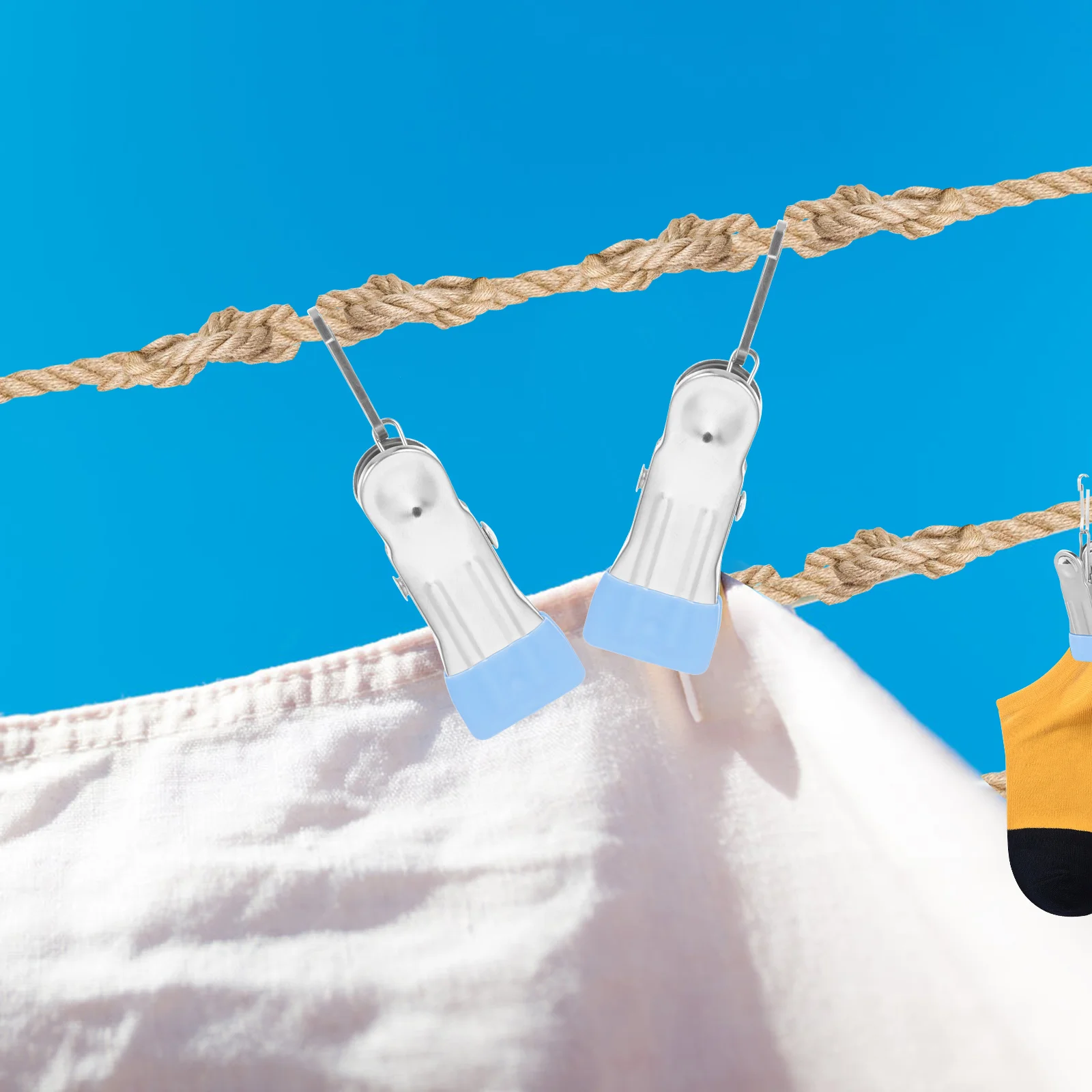 

20Pcs Multipurpose Non-Slip Clothes Clips Stainless Steel Windproof Laundry Pegs for Shirts Pants Skirts Blankets Drying Clamp