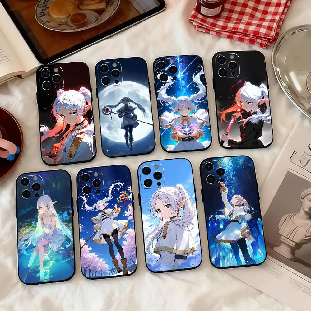 

Frieren Beyond Journey's End Phone Case For iPhone 17,16,15,14,13,12,11 Plus,Pro Max,XS,Soft Silicone Black Cover