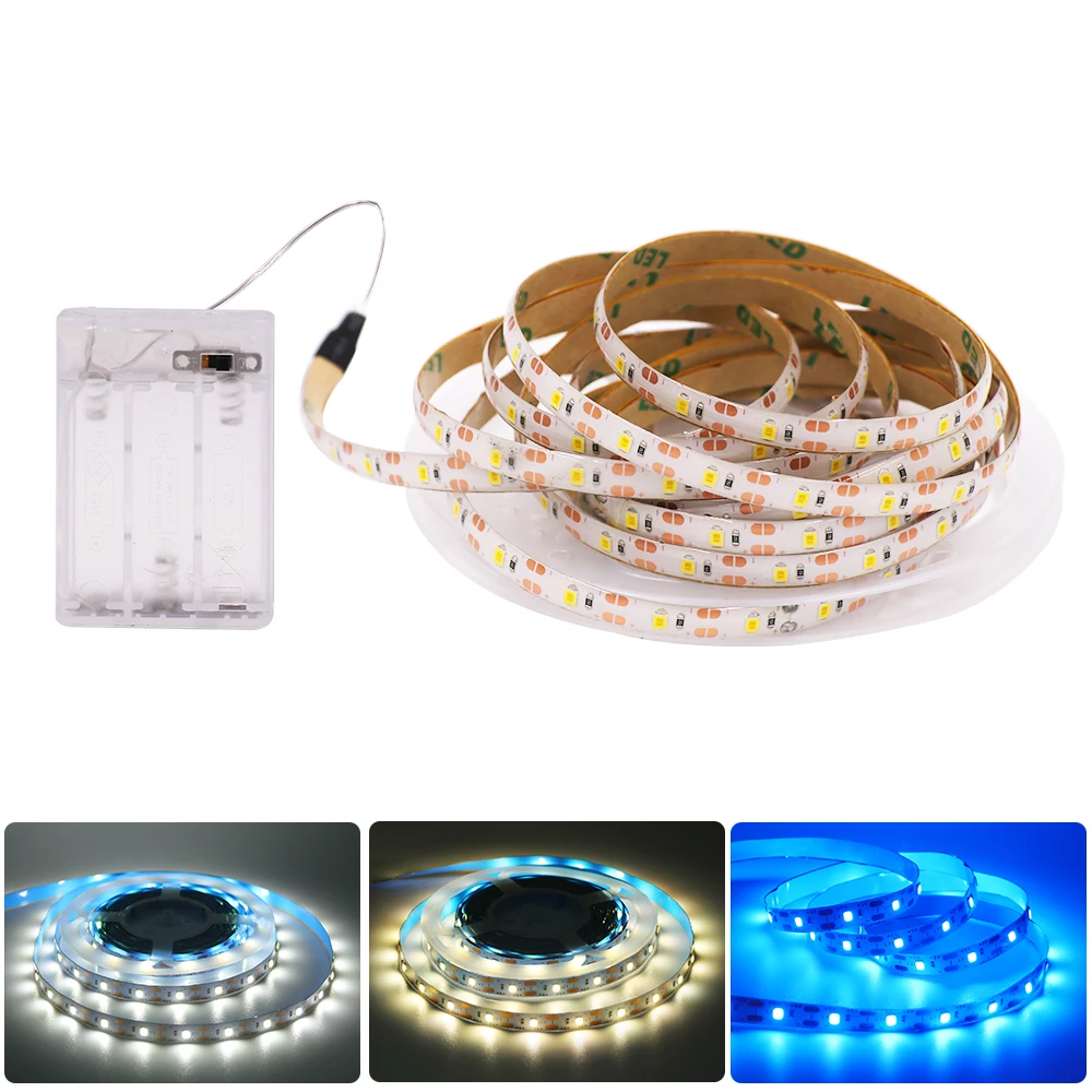 3AA Battery 5V USB LED Strip 2835 White Warm/Blue TV Background Lighting 50CM 1M 2M 3M 5M Flexible Ribbon Night light