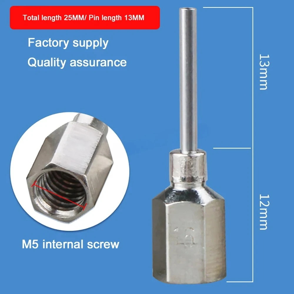 External Hexagonal M5 Internal Thread Dispensing Needle Stainless Steel Flat Tip Industrial Glue Dispensing Machine Nozzle Parts