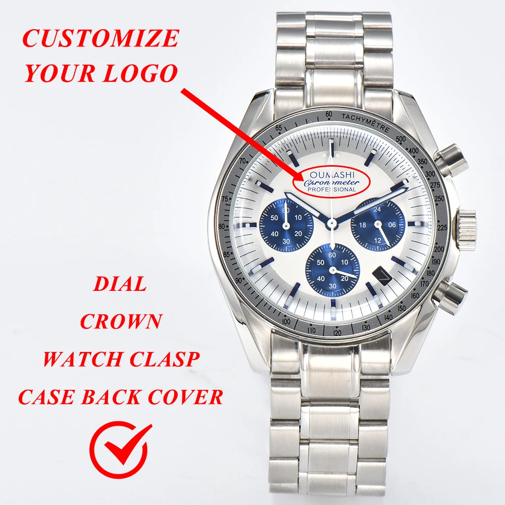 

VK63 Watch 40mm case watch Men's luxury watches sapphire glass Suitable for VK63 movement Moons Watches aluminum bezel watch