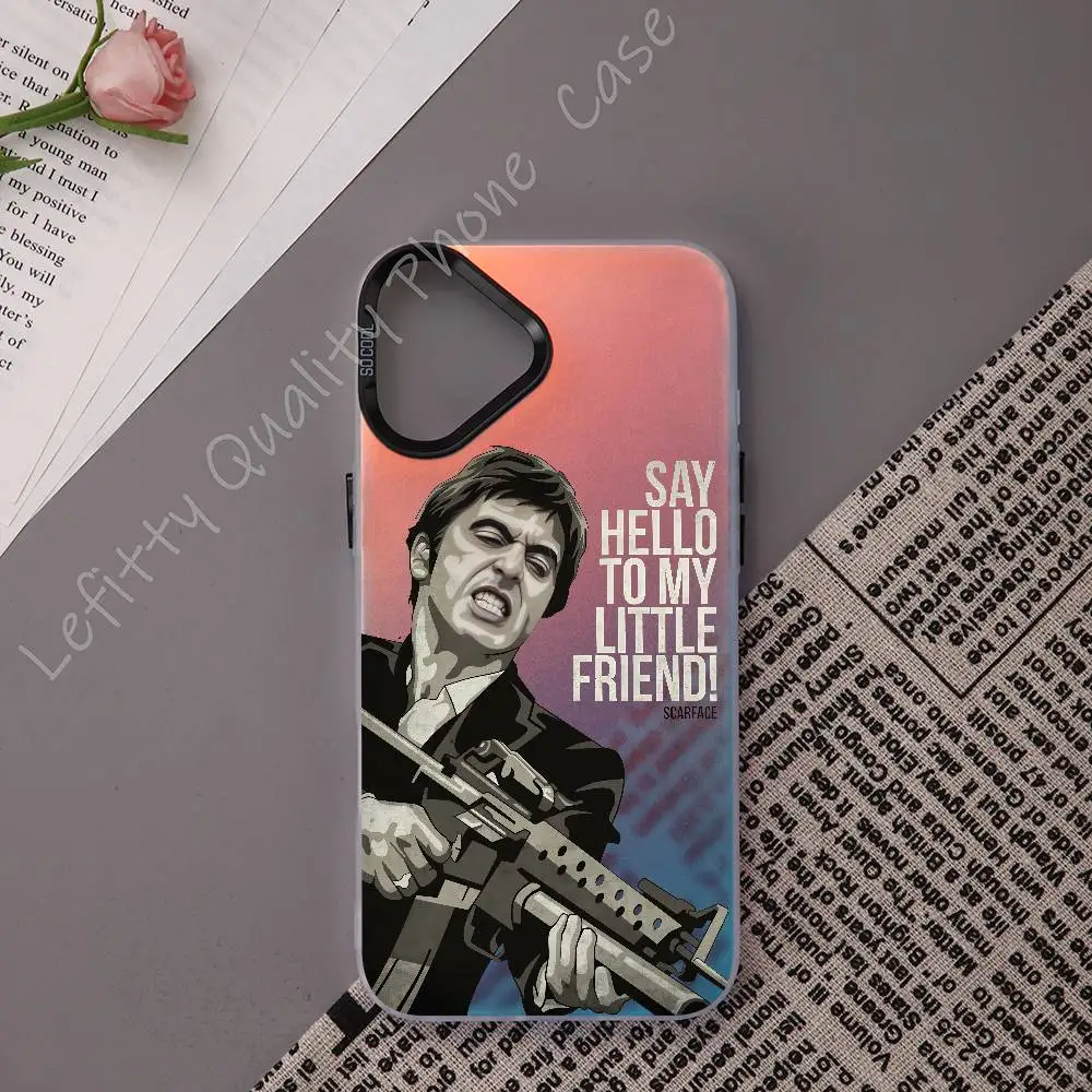 

T-Tony M-Montana S-Scarface Phone Case For IPhone 16 15 14 13 12 11 Pro Max Matte Aurora Multicolor Metallic Gradient Funda