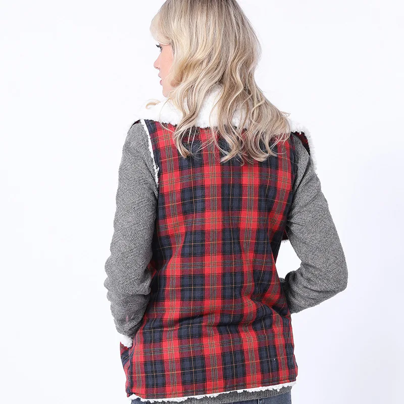 Foreign Trade Europe, America Autumn and Winter Women's Clothing New Imitation Lamb Wool Vest Top Solid Color Temperament Versat