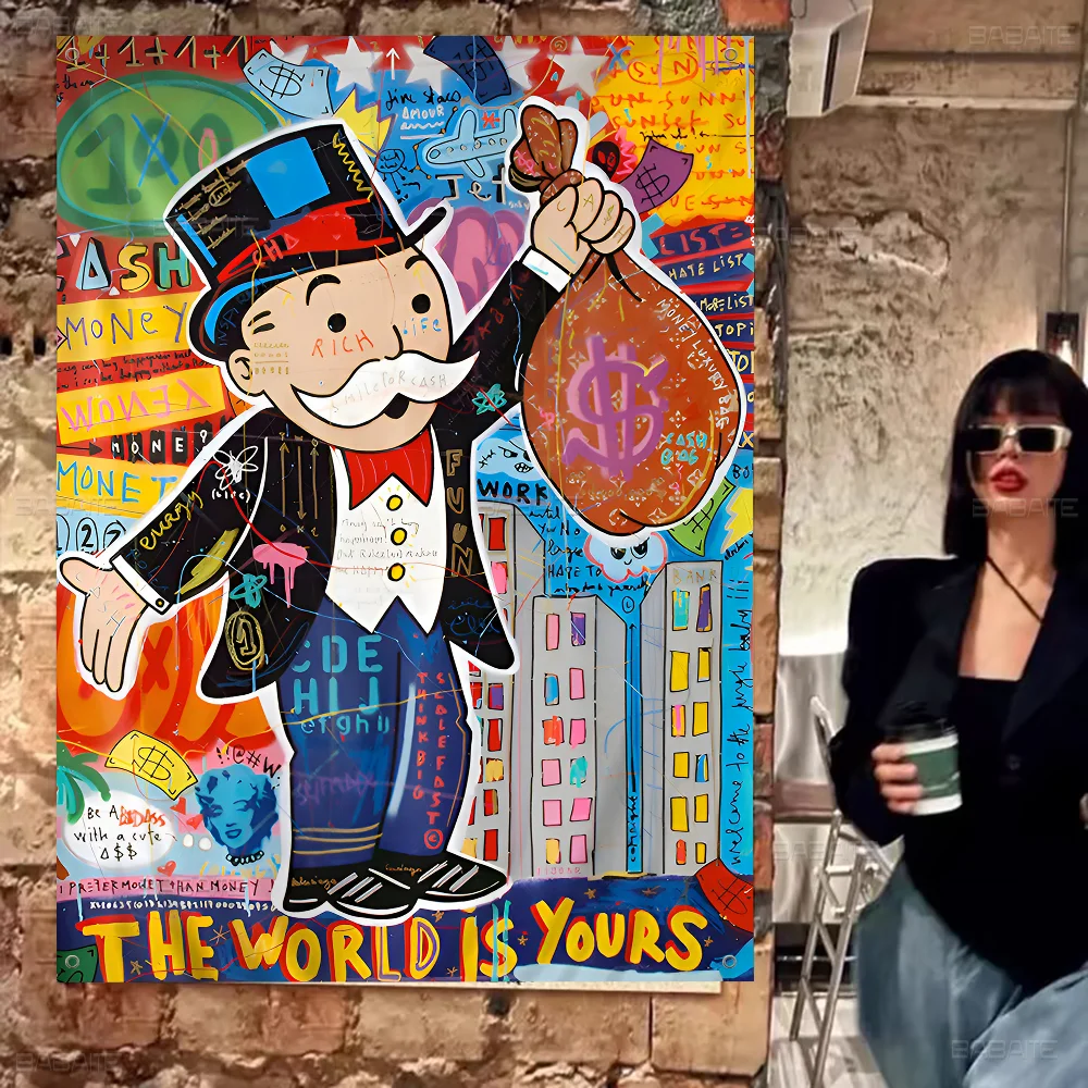 独占している億万長者のドルのお金の漫画の旗、壁掛けバナー、家の装飾、家の装飾