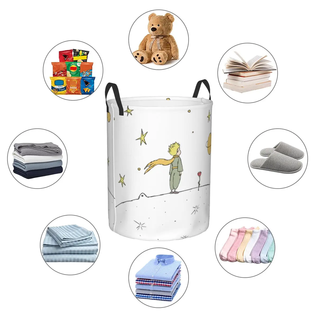 Custom Classic Fiction The Little Prince Laundry Basket France Fairy Tale Toy Clothes Hamper Storage Bin for Kids Nursery