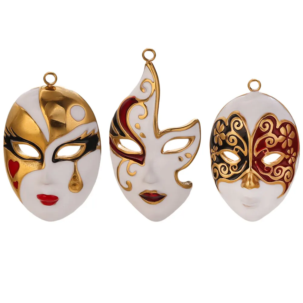 1PCS Mask Water Drop Evil Eye Stainless Steel Charms Enamel Pendant Accessories DIY Women's Jewelry Necklace Making Connectors image 5