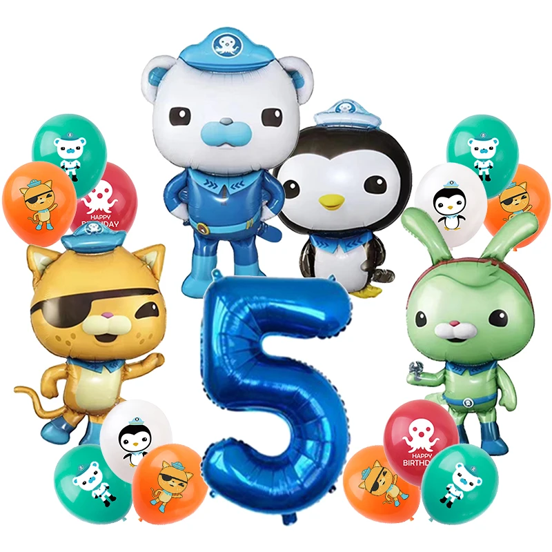 Octonauts Geburtstagsparty-Dekoration, Aluminiumfolienballon, Latex, Kinder-Eventzubehör, Einweggeschirr, Banner, Hintergrund, Geschenk – Detail 4