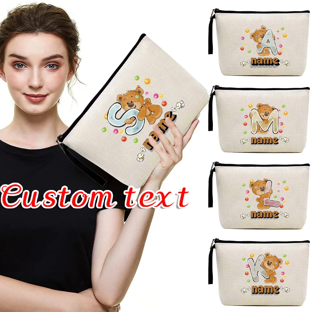

Personalized Customization Name Women's Makeup Bag Handbag Toiletries Storage Device Women's Zipper Makeup Bag