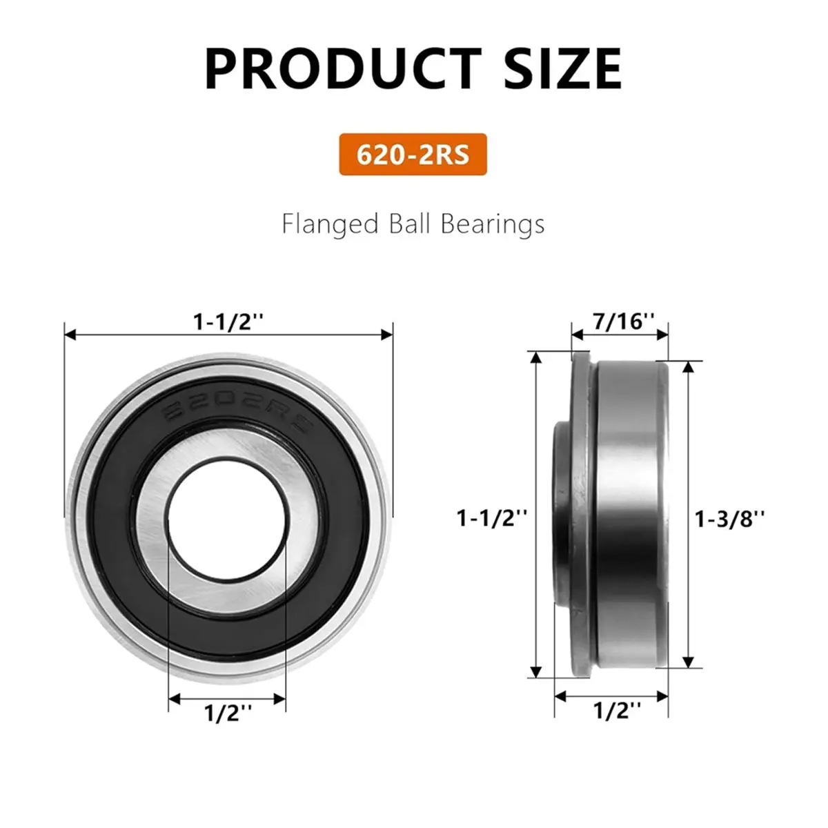A43TBG 20 Pcs Flanged Ball Bearings (ID 1/2