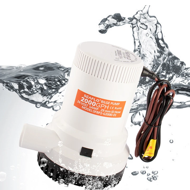 SEAFLO Non-Automatic 2000GPH Bilge Pumps 126L/Min High Efficiency Low Current Water Pump Removable Strainer DC Bomba De Agua 12V