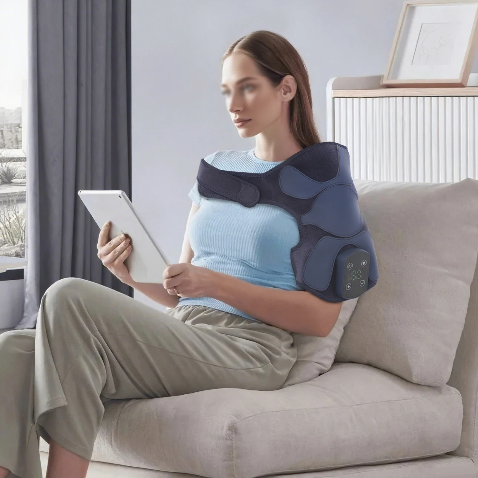 Massage Knee Pads, Portable Knee Massager, Heating and Vibrating Knee Massager with Digital Display Screen for Pain Relief