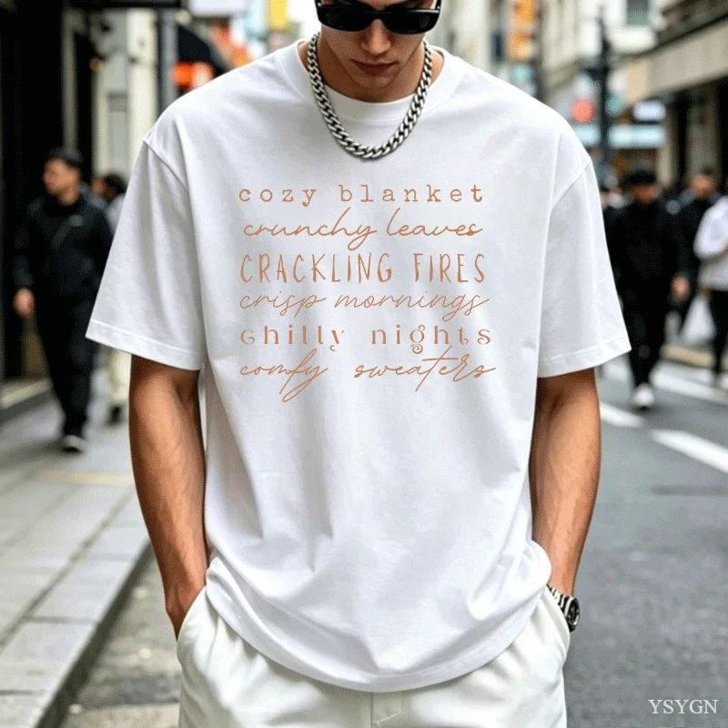 Fall Bucket List T-Shirt 100% Cotton Cozy Autumn Pumpkin Season Tee Vintage Men Women Thanksgivng Holiday Gift Shirt Tops
