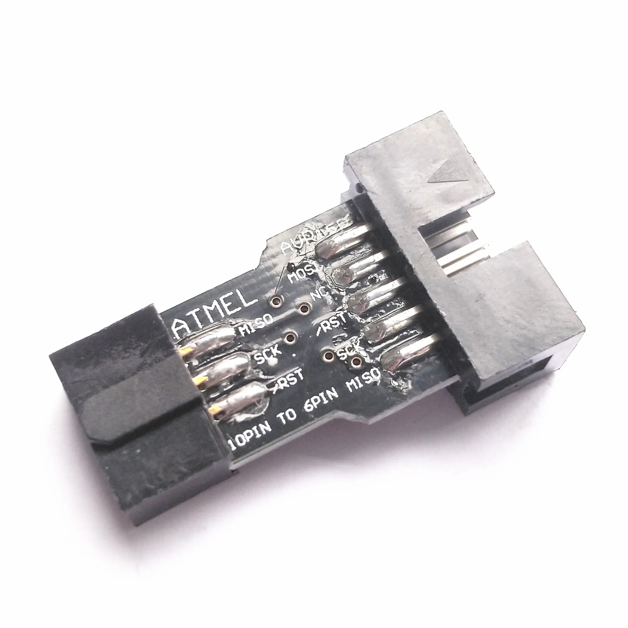 10Pin to 6Pin  Standard converter block Adapter Board used for AVRISP MKII  USBASP STK500 Black with raised bar version