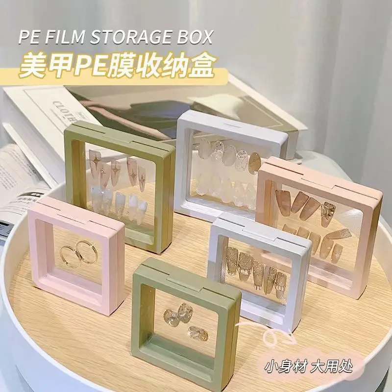 Pe Transparent Film Nail Art Anti-Oxidation Works Display Box Dustproof Jewelry Box Wearing Nail Piece Storage Box 10Pcs/lot