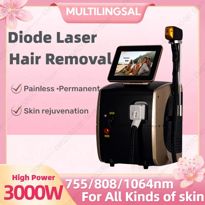 

3000W 808nm Diode Laser Hair Removal Machine Alexandrit Skin Rejuvenation Permanent Painless Underarm Body Depilation Equipment