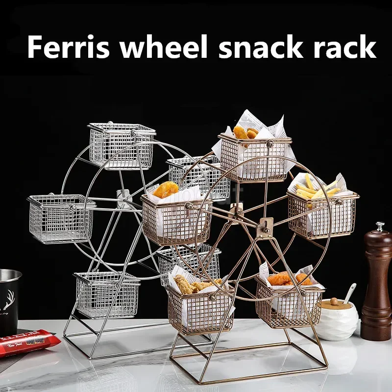 Patatas fritas, alas de pollo, noria, estante para comida, estante para aperitivos, soporte giratorio Vintage para repostería y magdalenas, plato de postre de frutas