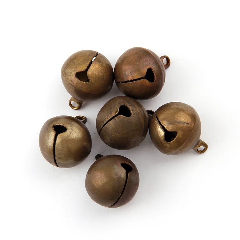 6/8/10/12/14/16/18/20mm Bronze Metal Jingle Bells Loose Beads Festival Party Christmas Tree Decorations DIY Crafts Accessories