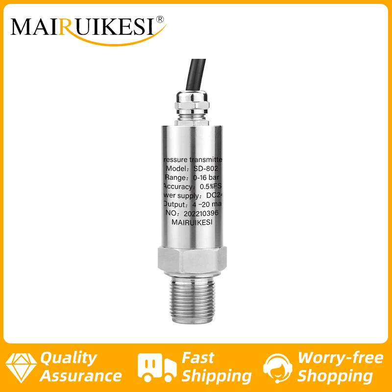 

Pressure Transmitter Sensor Water Oil Fuel Gas Air 4-20ma 0-5v 0-10v -0.1-60mpa Optional Stainless Steel Pressure Sensor