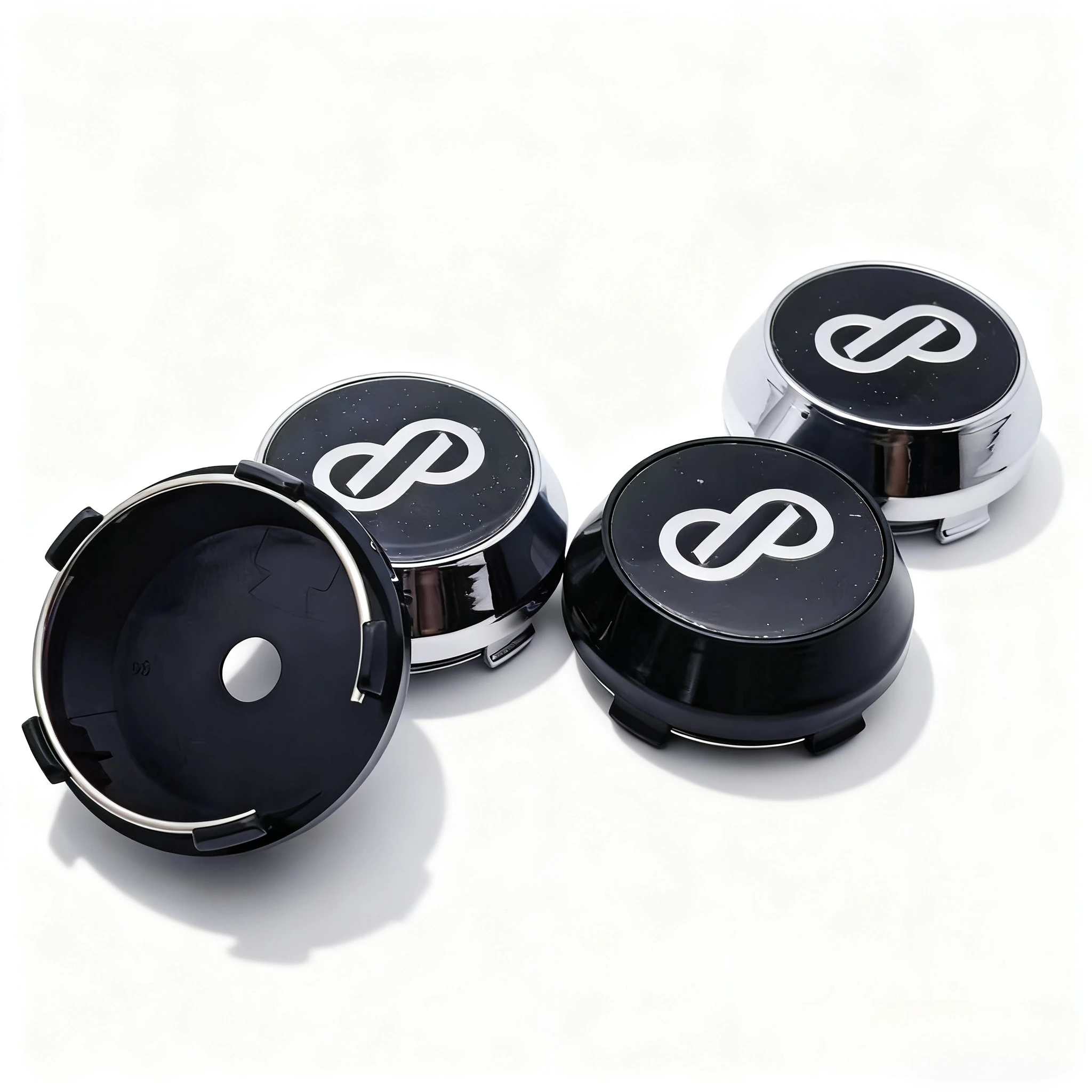 4 Stück JDM Schwarz Silber ENKEI Logo Emblem Auto Radnabenkappen Außendurchmesser 60 mm 56 mm Räder Nabe High Cap Felgen Radkappen Abdeckung Autozubehör