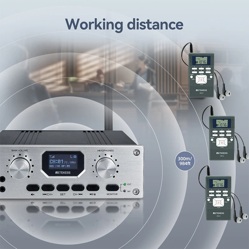 RETEKESS TT119 PR13 FM Tour Guide System Simultaneous Interpretation Audio Guide Receiver For Tourism Museum Church Conference