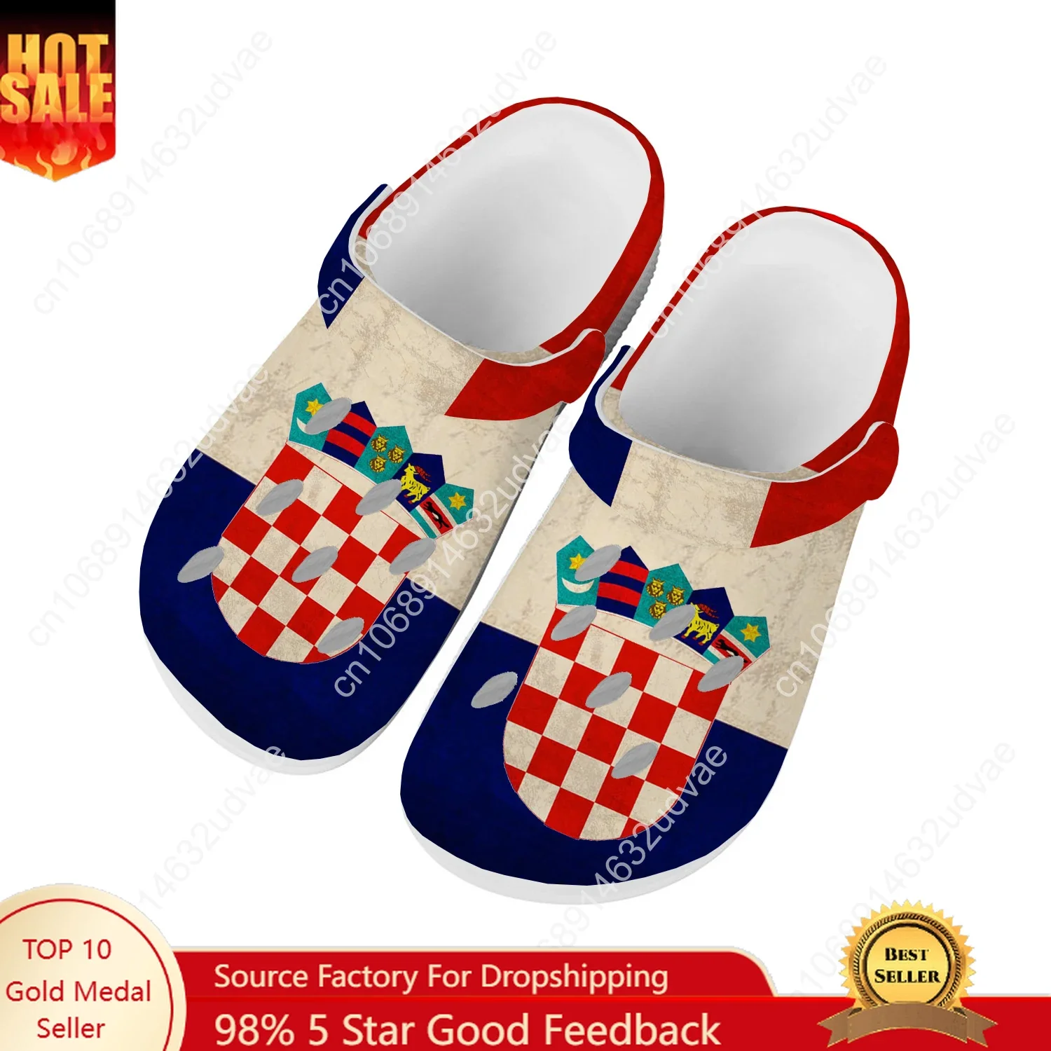 

Croatia National Flag Water Shoes Men Women Comfortable Home Garden Clogs Customizd Sandals Beach Breathable Hole Slippers