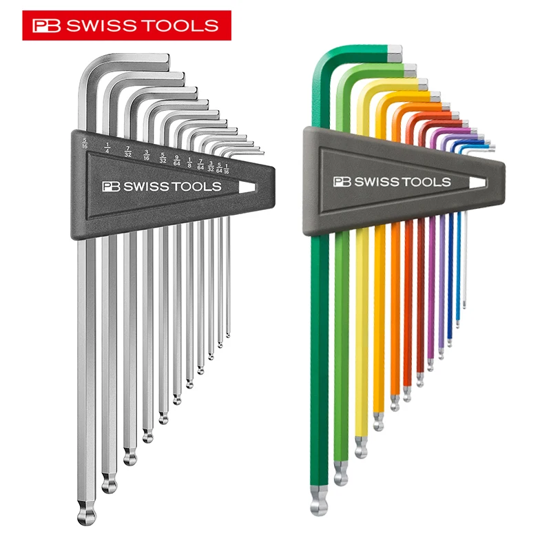 PB SWISS TOOLS Long Chrome Ball Point Hex L-Key Sets Tools Allen Key Set L-Wrenches for Hexagon Socket Screws NO.PB 212